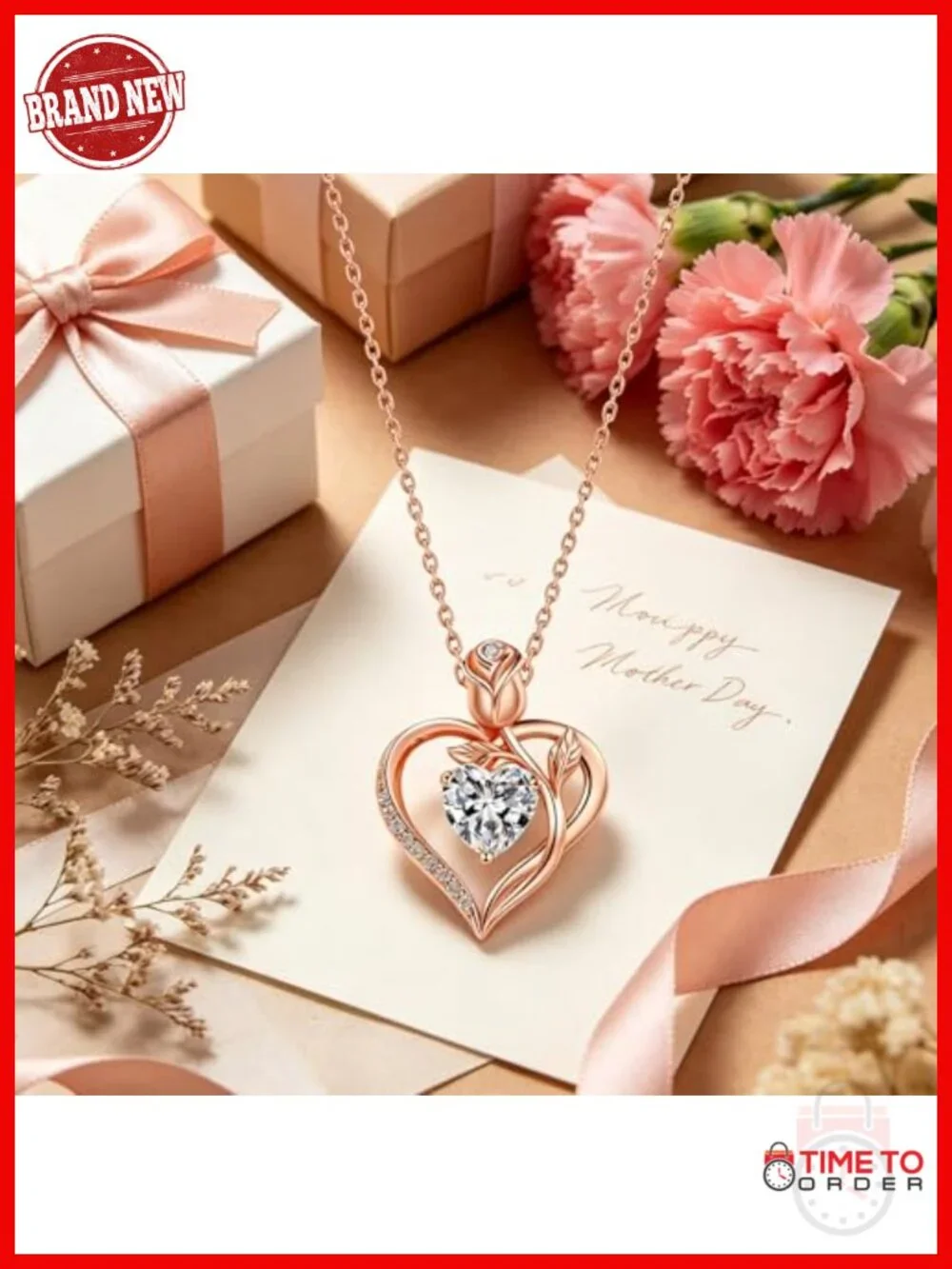 1.2CT Heart Pendant Necklace Moissanite S925 Sterling Silver 18K Rose Gold